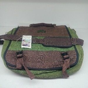 Earth Divas Fair Trade Made GRN/BRN Hemp Shoulder Bag/LAPTOPGreat Pockets! NWT!